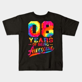 8Th Birthday 8 Years Old Awesome Tie Dye Men Women Kids T-Shirt